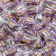 Close-up of KLUB BULK root beer barrel candy highlighting glossy sugar-free texture