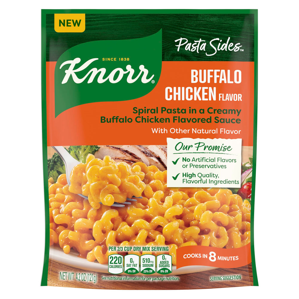 Knorr Buffalo Chicken Flavored Side Meal pack shot, convenient 4.2 oz pouch