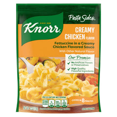Knorr Creamy Chicken Pasta Side pack showing 4.2 oz serving, quick dinner option.