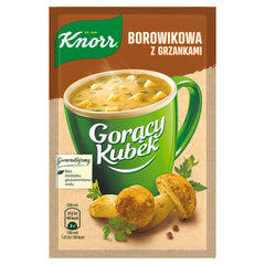 Knorr five-pack porcini soup cup, convenient meal option with savory mushroom flavor.
