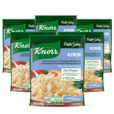 Knorr Pasta Sides Alfredo bowl shows creamy fettuccine ready in minutes