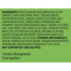 Close-up of Alfredo Broccoli sauce highlights rich cheese flavor.