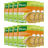 Knorr Sopa Pasta Chicken box front shows a 12-pack for quick meals.