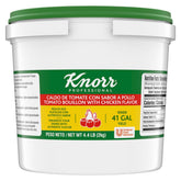Knorr Tomato Bouillon base container dispense shown for quick, consistent broth prep.
