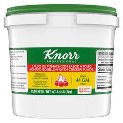 Knorr Tomato Bouillon base container dispense shown for quick, consistent broth prep.
