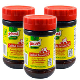 Knorr Tomato Grand Chicken Broth 3-pack, front view, showcases rich flavor base.