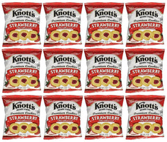 Knott's Berry Farm strawberry shortbread pack front, convenient 2 oz snack for on-the-go.