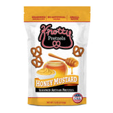 Knotty Pretzels Honey Mustard bag showing bold sweet-savory flavor ideal for beer moments.
