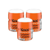 Knox Gelatin unflavored 1lb canisters in a three-pack for versatile dessert thickening.