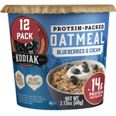 Kodiak Cakes blueberry and cream instant oatmeal cup ready for a quick breakfast
