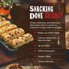 Kodiak Cakes Chewy S'mores bar in an office setup for a balanced work snack.