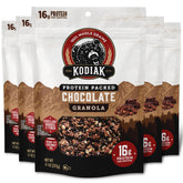 Kodiak Cakes Chocolate Granola pack of five resealable pouches for easy, fresh snacking