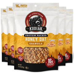 Kodiak Cakes Honey Oat Granola packaging with resealable pouches for freshness.