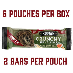 Kodiak Cakes maple brown sugar granola bar close-up highlights the classic flavor profile.