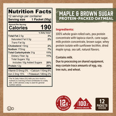 Kodiak Cakes maple and brown sugar packet close-up, quick flavor boost for busy mornings.