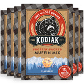 Kodiak Cakes Blueberry Muffin Pack6 label highlighting whole grains and protein benefits