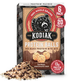 Kodiak Cakes oatmeal protein ball mix chocolate chip front view for quick grab-and-go snacking.