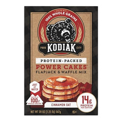 Stacked Kodiak Cakes with syrup illustrating a protein-rich breakfast