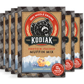 Kodiak Cakes Power Bake blueberry lemon muffin mix pack front, high-protein whole grains