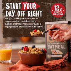 Kodiak oatmeal packaging showing the six-box bundle for pantry storage.