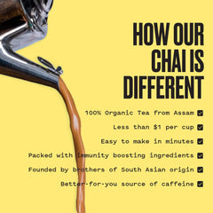 Kolkata Chai Co brewed chai in cup with warm aroma and flavor