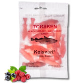 Kolsvart cod-shaped candy pack showing authentic Swedish design for a fun snack