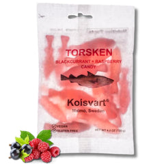 Kolsvart cod-shaped candy pack showing authentic Swedish design for a fun snack