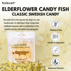 Kolsvart elderflower torsken candy—distinct Nordic taste for adventurous snacking