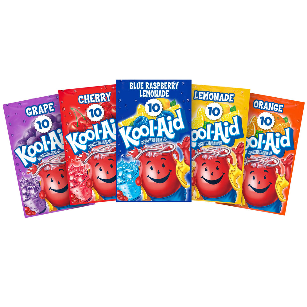 Kool-Aid 50 pack packets ready to flavor your beverages with customizable sweetness