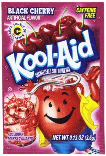 Kool-Aid Black Cherry unsweetened drink mix envelopes for quick, customizable beverages.