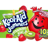 Kool-Aid Jammers strawberry-kiwi pouch ready for school lunch hydration.