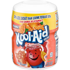 Kool-Aid Orange Drink Mix dissolving in water with a bright orange hue.