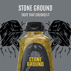 Sandwich topped with Koops' Organic Stone Ground Mustard