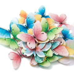 KOOTIPS edible butterfly toppers in pastel flats add delicate color to cakes and cupcakes.
