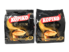 Kopiko 3 in 1 instant coffee front view, convenient sachets for quick mornings.