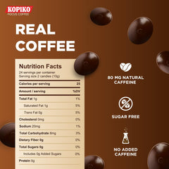 Kopiko Focus box back highlights ingredients and caffeine content for informed choices