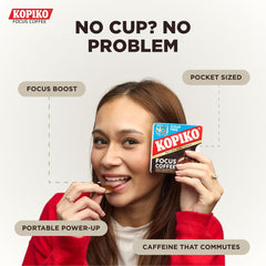 Kopiko Focus open sleeve reveals individual candies ready to enjoy anytime