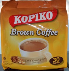 Kopiko instant 3 in 1 brown coffee mix bag delivers a rich, creamy cup in minutes