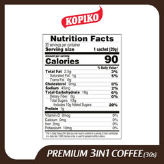 Kopiko Premium 3in1 coffee packets on a saucer ready to brew
