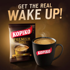 Kopiko volcanic coffee beans close-up revealing bold aroma