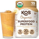 KOS Organic Plant-Based Protein Powder tub open for a tasty vegan shake