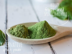KOYAH Spinach Powder bright green color indicating vibrant, nutrient-rich powder for smoothies.