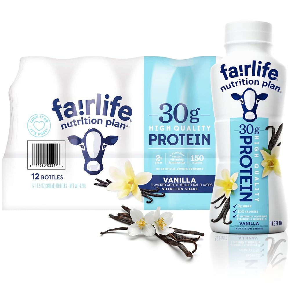 Kozy Home Fairlife vanilla bottle: lactose-free protein for on-the-go fueling.