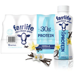 Kozy Home Fairlife vanilla bottle: lactose-free protein for on-the-go fueling.