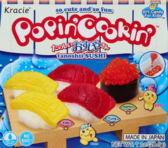 Colorful molds help shape rice and toppings into edible sushi pieces.
