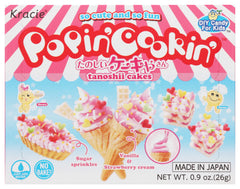 Kracie Popin' Cookin DIY Candy Cake Kit unboxing; kid-friendly kitchen fun.