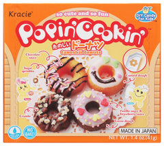 Kracie Popin' Cookin DIY Candy Donuts Kit with donut shapes and vibrant toppings for creative snacking.