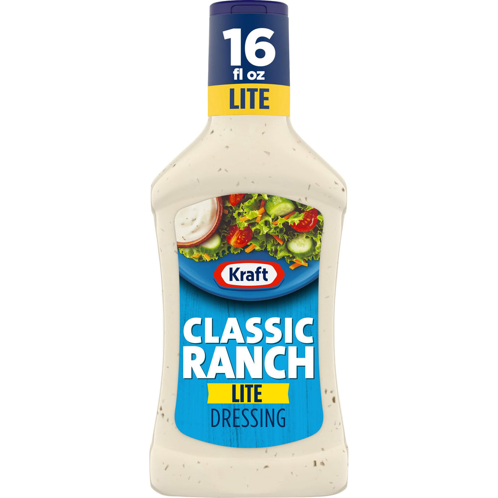 Kraft Classic Ranch Lite bottle showing lighter, flavorful dressing for salads