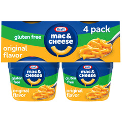Kraft Gluten Free Mac and Cheese cups packaging front, illustrating a quick gluten-free family dinner option.