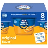 Kraft Mac and Cheese cups—eight-pack on the shelf for quick family meals.